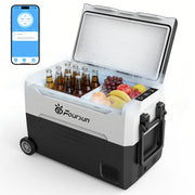 Przenośna lodówka z zamrażalnikiem Foursun 21 l/25 l/35 l/45 l/55 l z kompresorem i sterowaniem za pomocą aplikacji Bluetooth, do kempingu, podróży, domu, zasilanie DC 12 V/24 V i AC 100–240 V