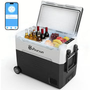 Przenośna lodówka z zamrażalnikiem Foursun 21 l/25 l/35 l/45 l/55 l z kompresorem i sterowaniem za pomocą aplikacji Bluetooth, do kempingu, podróży, domu, zasilanie DC 12 V/24 V i AC 100–240 V