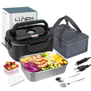 Elektryczne, podgrzewane pudełko na lunch o pojemności 1,5 l, podgrzewacz do żywności o mocy 60 W z pojemnikiem ze stali nierdzewnej 304, 12 V/24 V/110 V/220 V, do użytku w samochodzie, biurze i w podróży