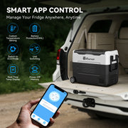 Przenośna lodówka z zamrażalnikiem Foursun 21 l/25 l/35 l/45 l/55 l z kompresorem i sterowaniem za pomocą aplikacji Bluetooth, do kempingu, podróży, domu, zasilanie DC 12 V/24 V i AC 100–240 V