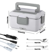 Elektryczne pudełko na lunch z podgrzewaniem 2,5 l, 90 W, 24/220 V, z wkładem ze stali nierdzewnej – przenośny podgrzewacz do żywności, pudełko typu bento, pojemnik na żywność do samochodu