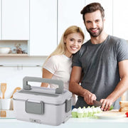 Elektryczne pudełko na lunch z podgrzewaniem 2,5 l, 90 W, 24/220 V, z wkładem ze stali nierdzewnej – przenośny podgrzewacz do żywności, pudełko typu bento, pojemnik na żywność do samochodu