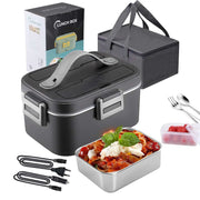 Elektryczne pudełko na lunch z podgrzewaniem 2,5 l, 90 W, 24/220 V, z wkładem ze stali nierdzewnej – przenośny podgrzewacz do żywności, pudełko typu bento, pojemnik na żywność do samochodu