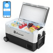 Przenośna lodówka z zamrażalnikiem Foursun 21 l/25 l/35 l/45 l/55 l z kompresorem i sterowaniem za pomocą aplikacji Bluetooth, do kempingu, podróży, domu, zasilanie DC 12 V/24 V i AC 100–240 V