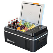 Przenośna lodówka z zamrażalnikiem Foursun 21 l/25 l/35 l/45 l/55 l z kompresorem i sterowaniem za pomocą aplikacji Bluetooth, do kempingu, podróży, domu, zasilanie DC 12 V/24 V i AC 100–240 V
