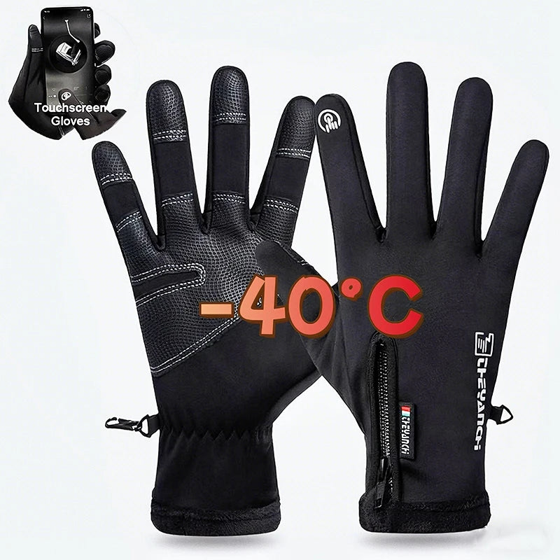 Rękawiczki zimowe -40 ℃ – wodoodporne, termiczne, z obsługą ekranu dotykowego, chroniące przed wiatrem, ciepłe rękawiczki do biegania w zimnie, jazdy na rowerze, uprawiania sportów, wędrówek i jazdy na nartach