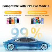 Bezprzewodowy klucz CarPlay 2 w 1, bezprzewodowy adapter Android Auto, inteligentne urządzenie AI Smart Box – inteligentne systemy samochodowe do pojazdów wyposażonych w przewodową funkcję CarPlay