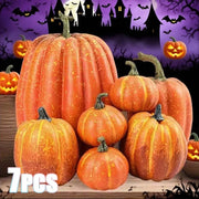 Zestaw 7 sztuk sztucznych dyń – dekoracja na Halloween, do umieszczenia na dworze lub jako element wystroju wnętrz