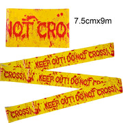 Taśma ostrzegawcza do dekoracji na Halloween, 7,5 cm × 9 m – taśma z napisem „CAUTION WARNING” do domów strasznych na Halloween, do wnętrz i na zewnątrz, materiały do dekoracji DIY