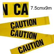 Taśma ostrzegawcza do dekoracji na Halloween, 7,5 cm × 9 m – taśma z napisem „CAUTION WARNING” do domów strasznych na Halloween, do wnętrz i na zewnątrz, materiały do dekoracji DIY