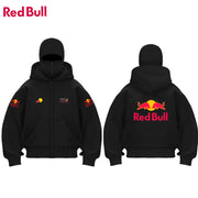 Nowa męska bluza z podwójnym kapturem i logo Red Bull z 2026 r. – sportowa, w stylu kominiarki, w stylu gotyckim i harajuku, zapinana na zamek, szybka wysyłka