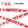 Taśma ostrzegawcza do dekoracji na Halloween, 7,5 cm × 9 m – taśma z napisem „CAUTION WARNING” do domów strasznych na Halloween, do wnętrz i na zewnątrz, materiały do dekoracji DIY