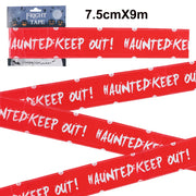 Taśma ostrzegawcza do dekoracji na Halloween, 7,5 cm × 9 m – taśma z napisem „CAUTION WARNING” do domów strasznych na Halloween, do wnętrz i na zewnątrz, materiały do dekoracji DIY